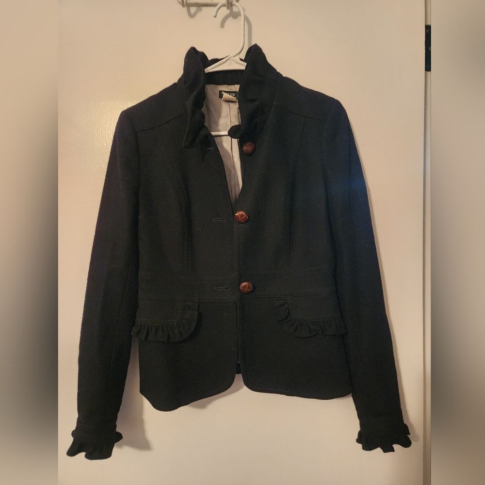 J.Crew Wool Blend Black Peacoat Office Jacket Women's Size 0